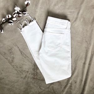 Mother White The Looker Ankle Fray Jeans